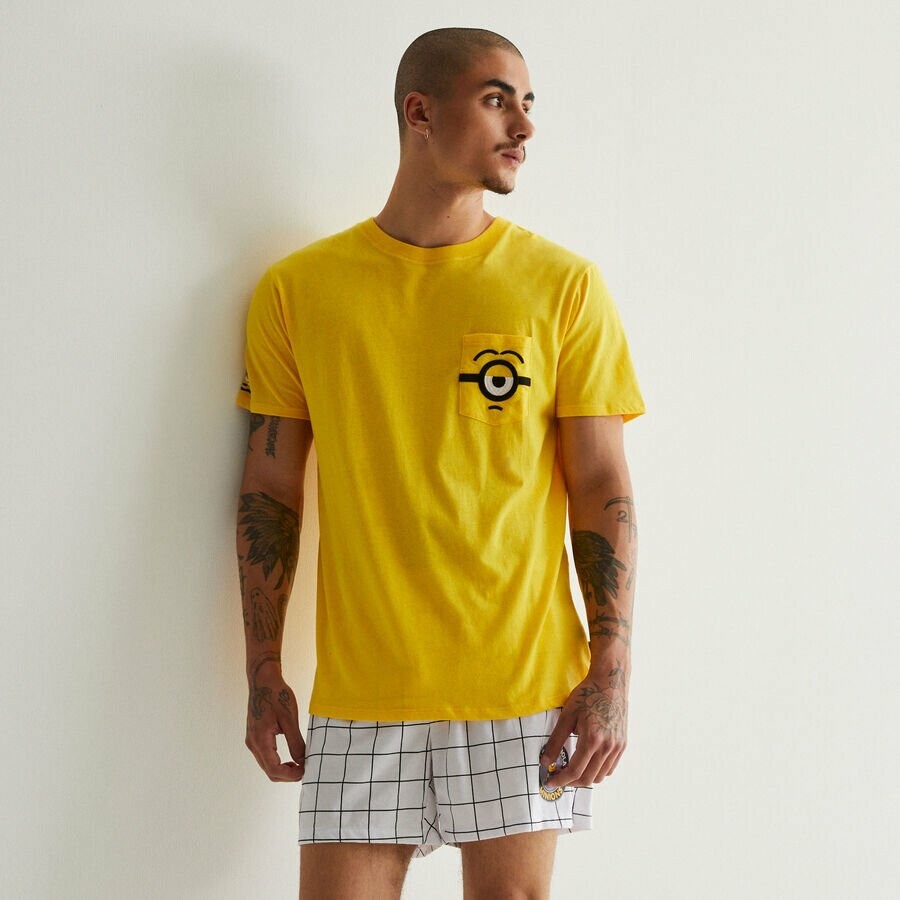 Tee-shirt à détails poche les minions - jaune