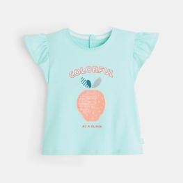 T-shirt fruit à sequins turquoise bébé fille