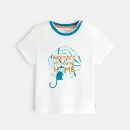 T-shirt singe à message blanc bébé garçon