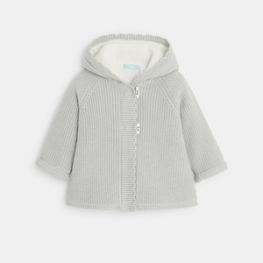 Manteau-pull tricot irisé fourré gris bébé fille