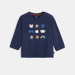 T-shirt col rond animaux bleu bébé garçon