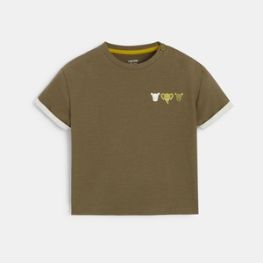 T-shirt fantaisie animaux de la savane vert bébé garçon