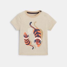 T-shirt maille chinée tigres blanc bébé garçon