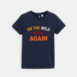 T-shirt "On the wild road again" bleu garçon