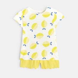 Pyjama d'été 2 pièces motif citron jaune fille