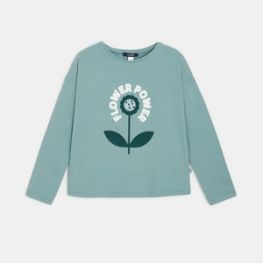 T-shirt flower power vert fille