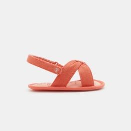 Sandale coton à noeud orange naissance