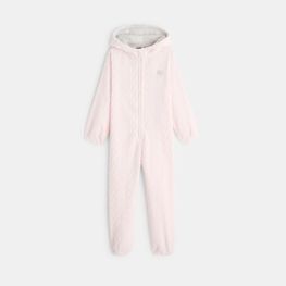 Combi-pyjama en velours polaire rose fille