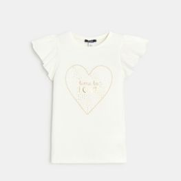 T-shirt à message "Time to love" blanc fille