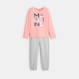 Pyjama 2 pièces en jersey rose fille