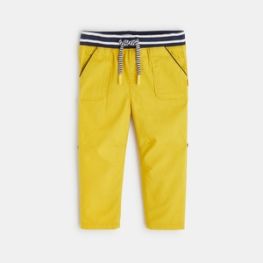 Pantalon modulable coton micro-chevrons jaune bébé garçon