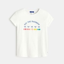 T-shirt à message motif cerise blanc fille