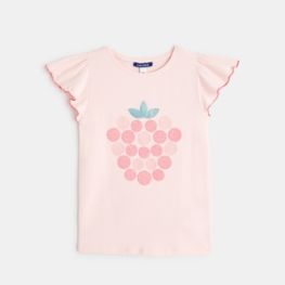 T-shirt à motif fruité "fraise" rose fille