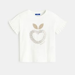 T-shirt à sequins motif pomme blanc fille