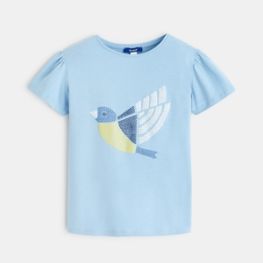 T-shirt imprimé oiseau point de croix fille