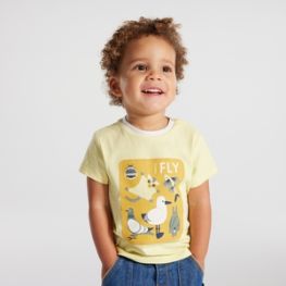 T-shirt animaux volants jaune bébé garçon
