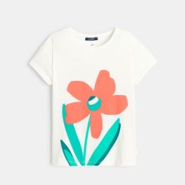 T-shirt à motif fleuri orange fille