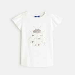 T-shirt à motif coccinelle blanc fille
