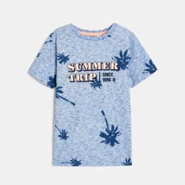 T-shirt motif palmiers bleu garçon