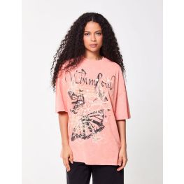 T-shirt oversize à motifs corail