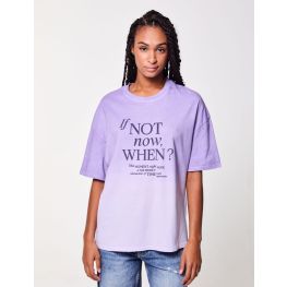 T-shirt oversize lilas à message