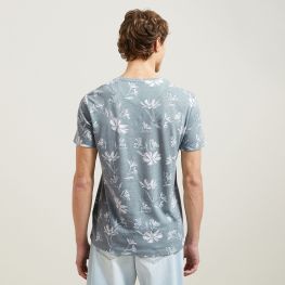 T-shirt imprimé fleur en coton/lin