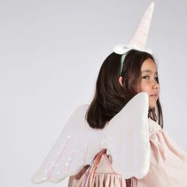Deguisement De Licorne Ailée En Sequins Irises Avec Bandeau 3 6 ans