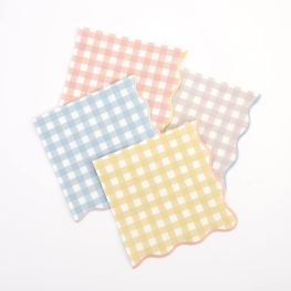 Assortiment de 20 grandes serviettes Vichy en 4 couleurs