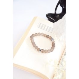 Bracelet Calcédoine Grise Perles Rondes 8 mm