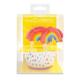 24 caissettes et 24 cake toppers Rainbow