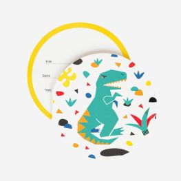 8 Invitations Dinosaure