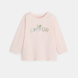 T-shirt message amour rose bébé fille