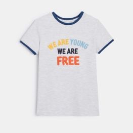 T-shirt "We are young, we are free" gris garçon