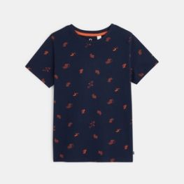 T-shirt imprimé de petits motifs cactus bleu garçon